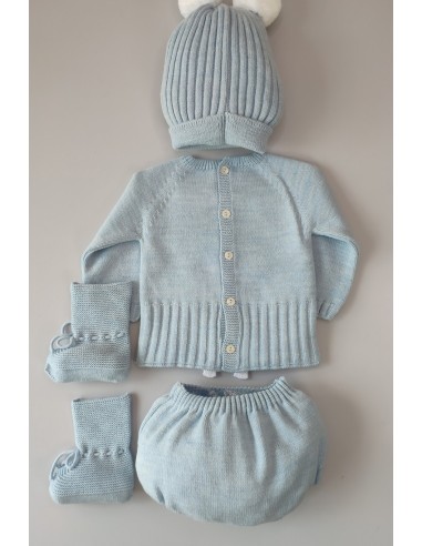 CONJUNTO 4 PIEZAS OSITO 2 POMPONES C."SIMPATÍA",NUBE. INVIERNO 23.