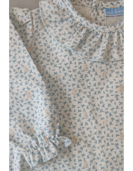 PETO PUNTO TIRANTES Y BLUSA CONEJITOS C."DELICADEZA", NATURAL/NUBE. INVIERNO 23.