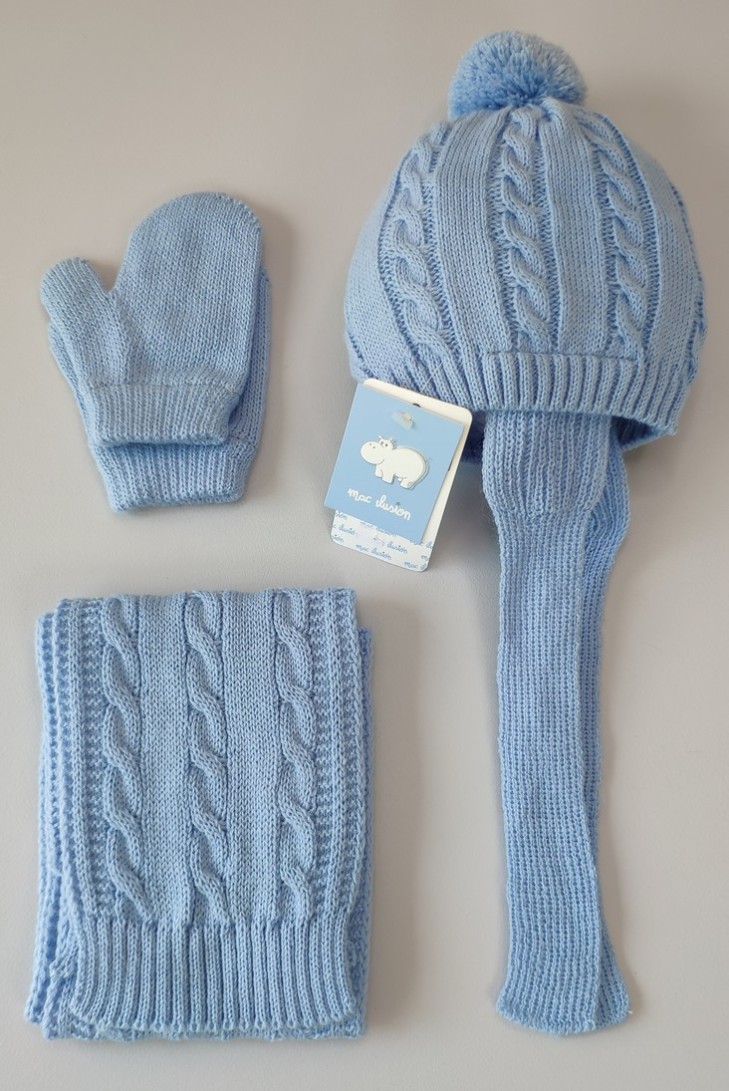 CONJUNTO GORRO,BUFANDA Y MANOPLA C."SONRISA",AZAFATA. INVIERNO 23.