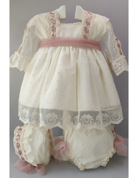 VESTIDO, BRAGA Y CAPOTA, MANGA FRANCESA