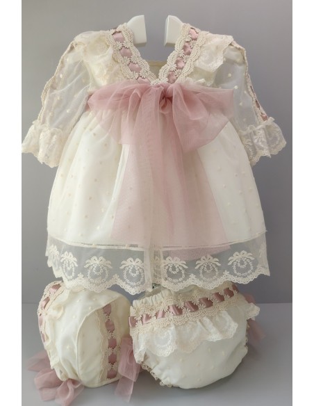 VESTIDO, BRAGA Y CAPOTA, MANGA FRANCESA