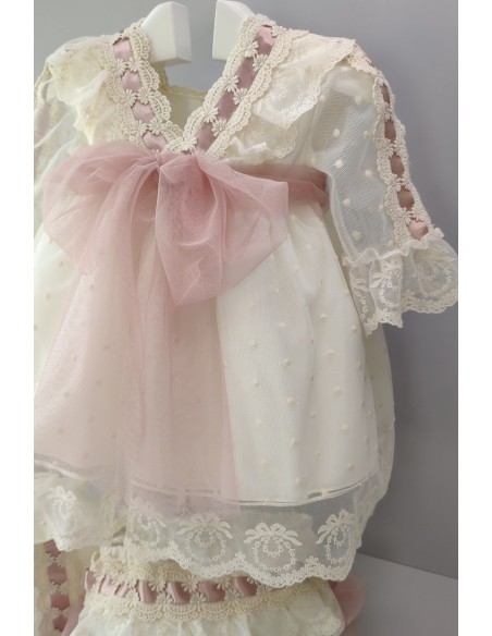 VESTIDO, BRAGA Y CAPOTA, MANGA FRANCESA
