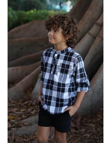 CAMISA NIÑO COLECCIÓN NATALIE,CUADROS NEGROS.NOMA FERNÁNDEZ. INVIERNO 23.