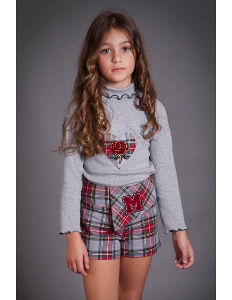 SHORT NIÑA CUADROS GRIS, MARISA. INVIERNO 23.