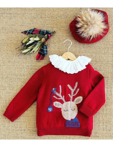 JERSEY RENO CHRISTMAS UNISEX. KID'S CHOCOLATE.INVIERNO 23.