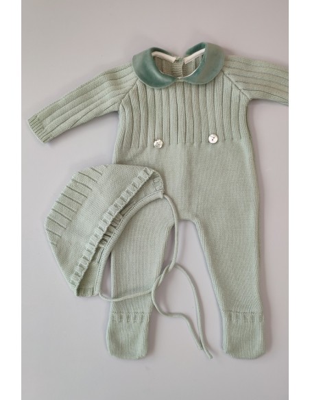PELELE NIÑO DE PUNTO CON CAPOTA, VERDE AGUA. INVIERNO.