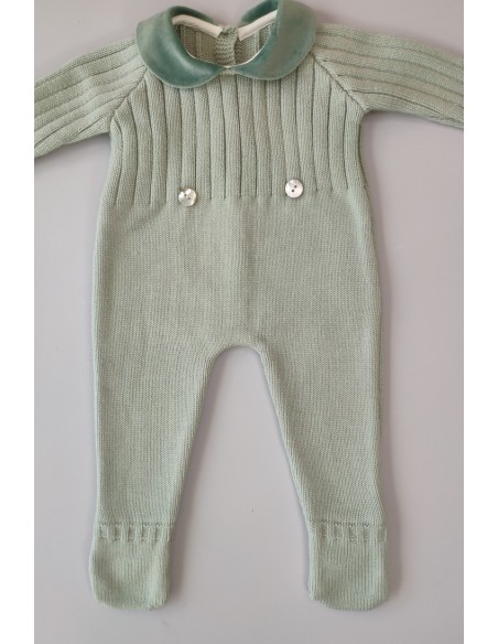 PELELE NIÑO DE PUNTO CON CAPOTA, VERDE AGUA. INVIERNO.