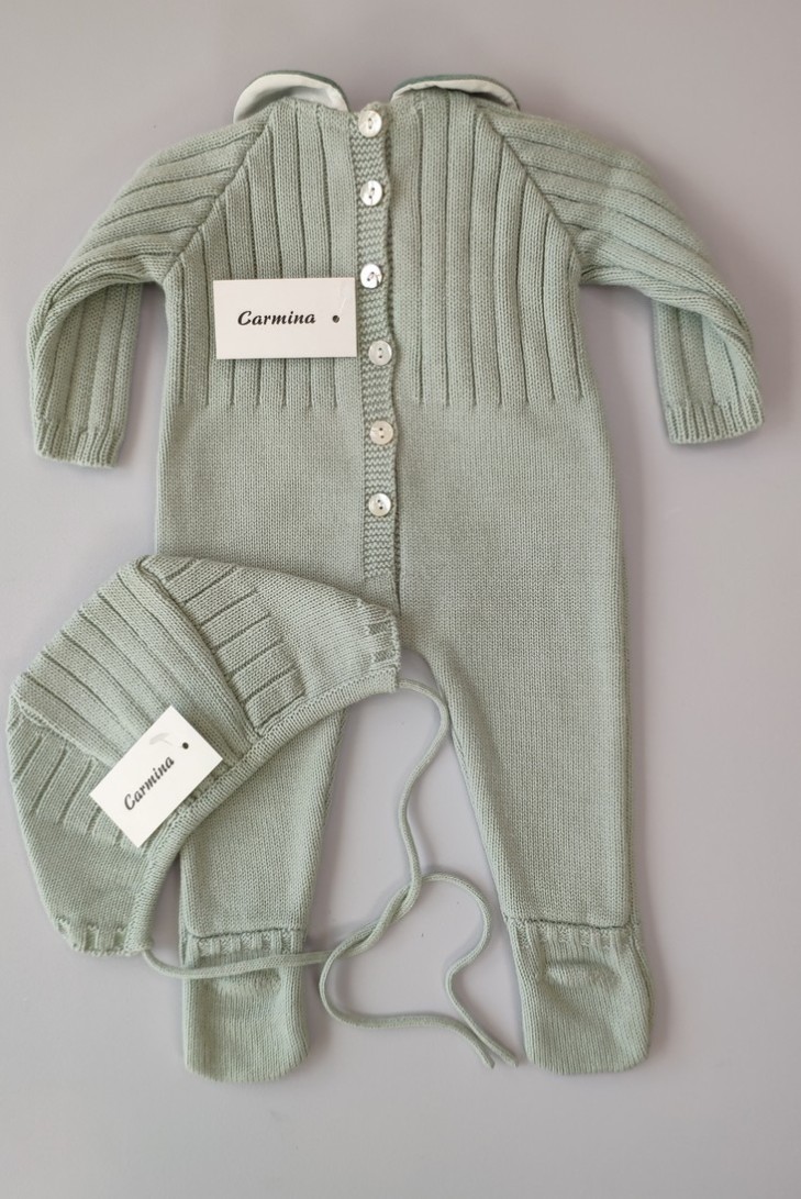PELELE NIÑO DE PUNTO CON CAPOTA, VERDE AGUA. INVIERNO.
