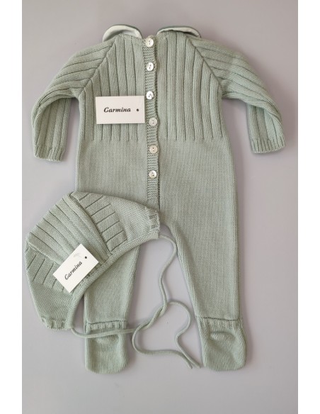 PELELE NIÑO DE PUNTO CON CAPOTA, VERDE AGUA. INVIERNO.