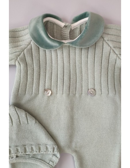 PELELE NIÑO DE PUNTO CON CAPOTA, VERDE AGUA. INVIERNO.