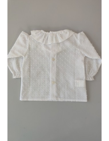 BLUSITA PLUMETI CON CUELLO C."BASICS", BLANCO. INVIERNO 23.