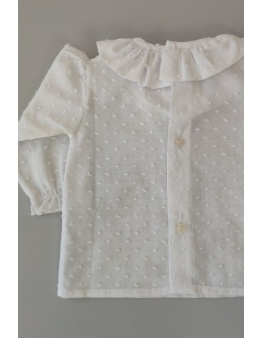 BLUSITA PLUMETI CON CUELLO C."BASICS", BLANCO. INVIERNO 23.