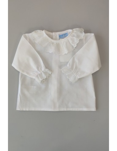 CAMISA BORDADA TOPITOS C."BASICS", BLANCO. INVIERNO 23.