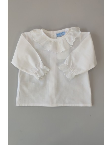 CAMISA BORDADA TOPITOS C."BASICS", BLANCO. INVIERNO 23.