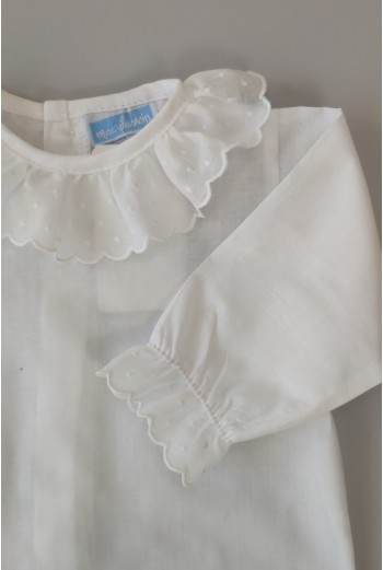 CAMISA BORDADA TOPITOS C."BASICS", BLANCO. INVIERNO 23. 2