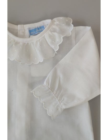 CAMISA BORDADA TOPITOS C."BASICS", BLANCO. INVIERNO 23.