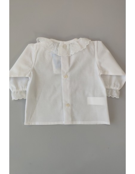 CAMISA BORDADA TOPITOS C."BASICS", BLANCO. INVIERNO 23.