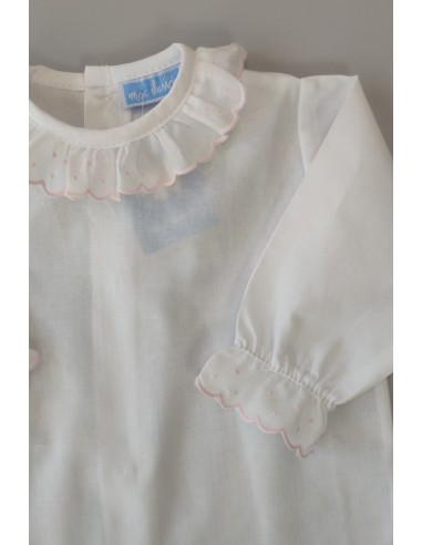 CAMISA BORDADA TOPITOS C."BASICS", BCO/ROSA. INVIERNO 23.