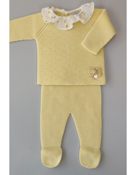 CONJUNTO PRIMERA PUESTA NIÑA "HONEY" DE PANGASA BABY, AMARILLO. VERANO 24.