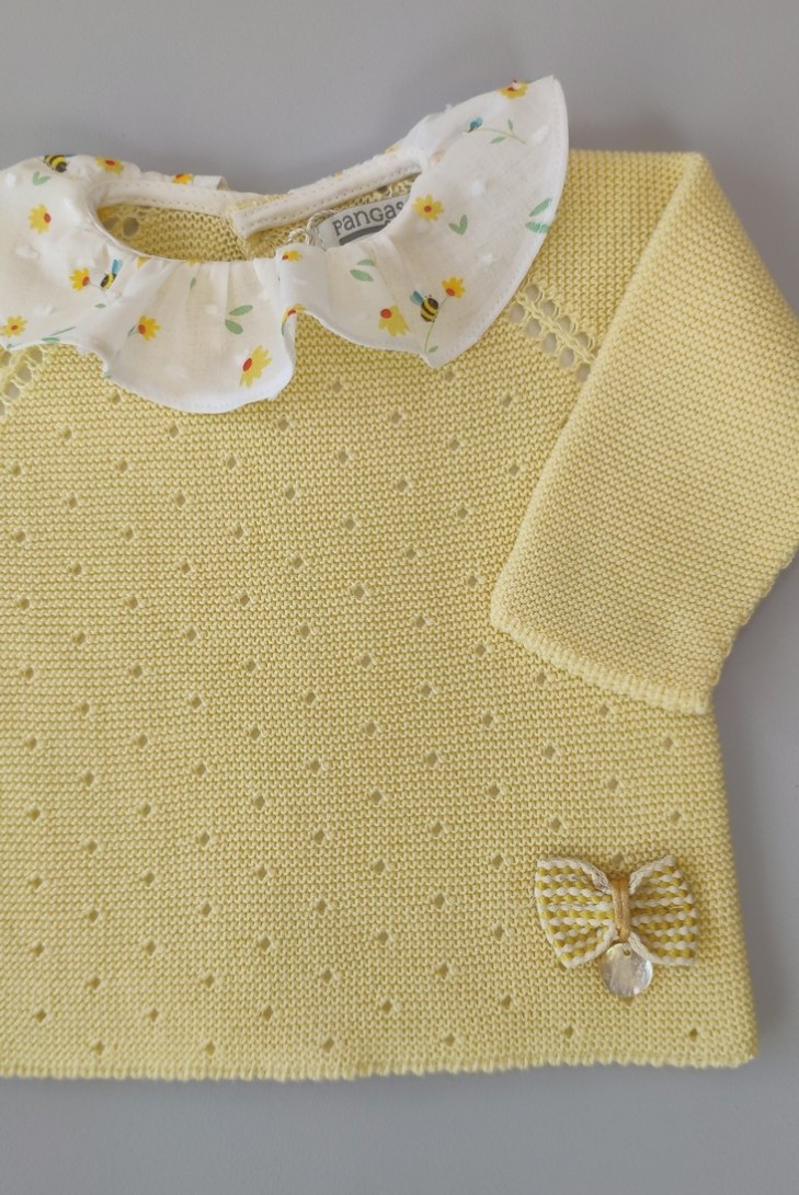 CONJUNTO PRIMERA PUESTA NIÑA "HONEY" DE PANGASA BABY, AMARILLO. VERANO 24.