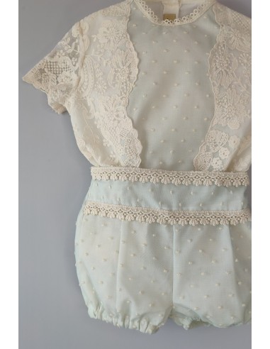 CONJUNTO NIÑO BLUSA Y BOMBACHO, VERDE AGUA.