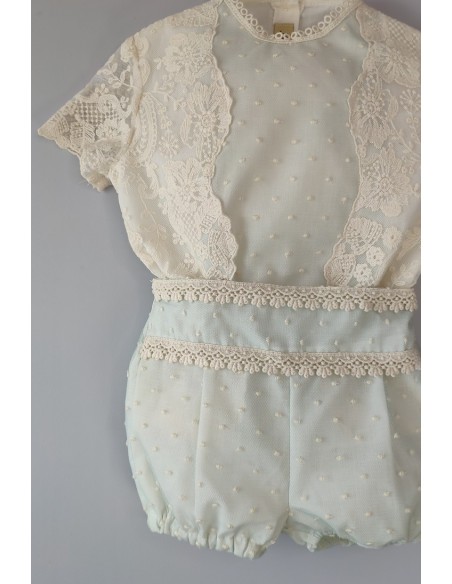 CONJUNTO NIÑO BLUSA Y BOMBACHO, VERDE AGUA.