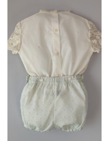 CONJUNTO NIÑO BLUSA Y BOMBACHO, VERDE AGUA.