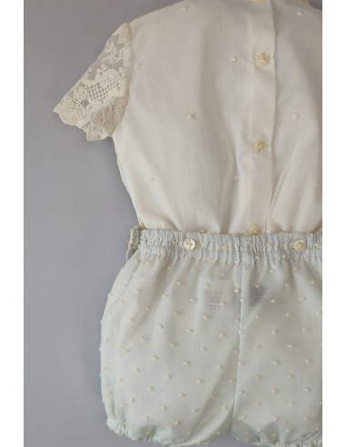 CONJUNTO NIÑO BLUSA Y BOMBACHO, VERDE AGUA.
