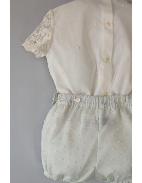 CONJUNTO NIÑO BLUSA Y BOMBACHO, VERDE AGUA.