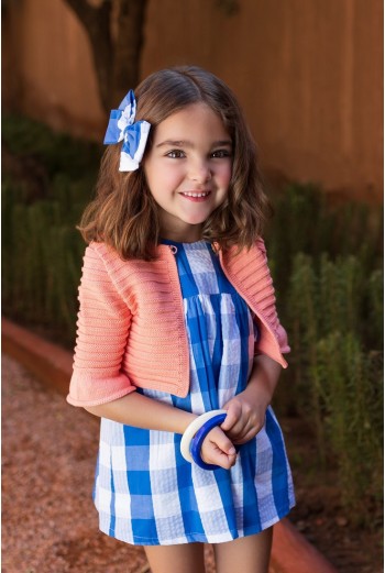 CHAQUETA BOLERO PAPAYA COLECCIÓN CUADROTES DE KID'S CHOCOLATE. VERANO 24. 2