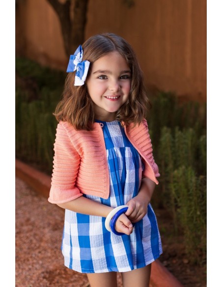 CHAQUETA BOLERO PAPAYA COLECCIÓN CUADROTES DE KID'S CHOCOLATE. VERANO 24.