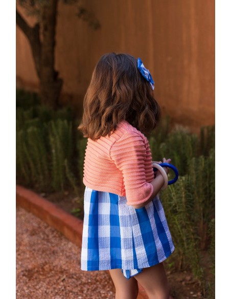 CHAQUETA BOLERO PAPAYA COLECCIÓN CUADROTES DE KID'S CHOCOLATE. VERANO 24.