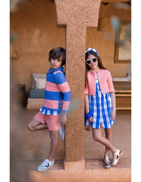 CHAQUETA PAPAYA COLECCIÓN CUADROTES DE KID'S CHOCOLATE. VERANO 24.