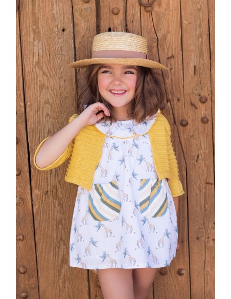 CHAQUETA BOLERO MOSTAZA, COLECCIÓN JIRAFAS DE KID'S CHOCOLATE. VERANO 24.