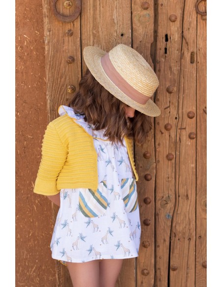CHAQUETA BOLERO MOSTAZA, COLECCIÓN JIRAFAS DE KID'S CHOCOLATE. VERANO 24.