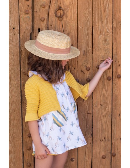 CHAQUETA BOLERO MOSTAZA, COLECCIÓN JIRAFAS DE KID'S CHOCOLATE. VERANO 24.