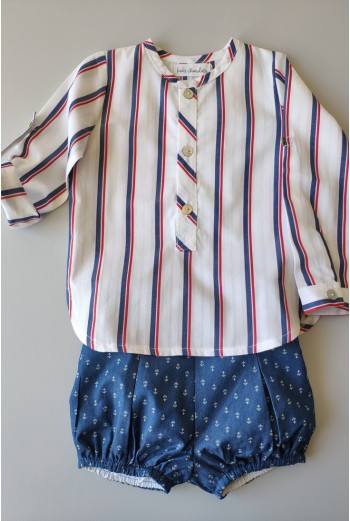 CONJUNTO BEBE NIÑO CAMISA Y BOMBACHO NAVY