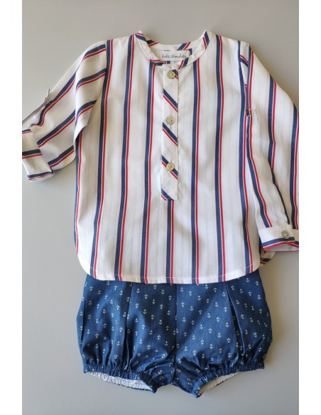 CONJUNTO BEBE NIÑO CAMISA Y BOMBACHO NAVY