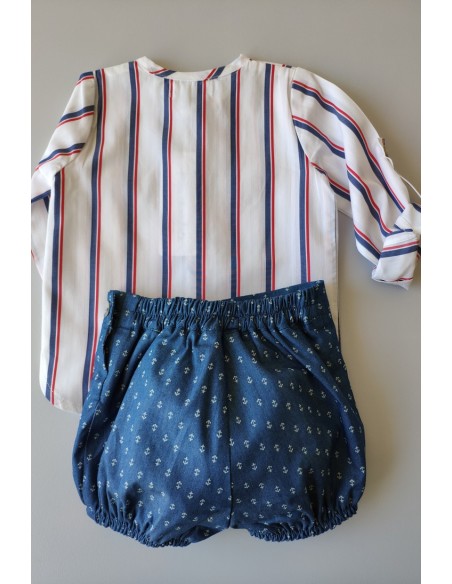 CONJUNTO BEBE NIÑO CAMISA Y BOMBACHO NAVY
