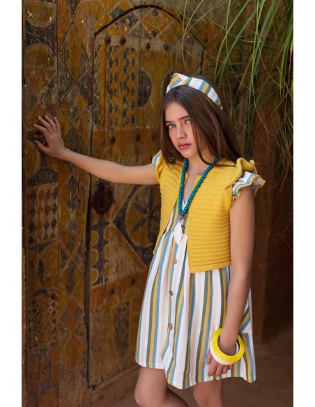 VESTIDO RAYAS MULTICOLOR, COLECCIÓN JIRAFAS DE KID'S CHOCOLATE. VERANO 24.