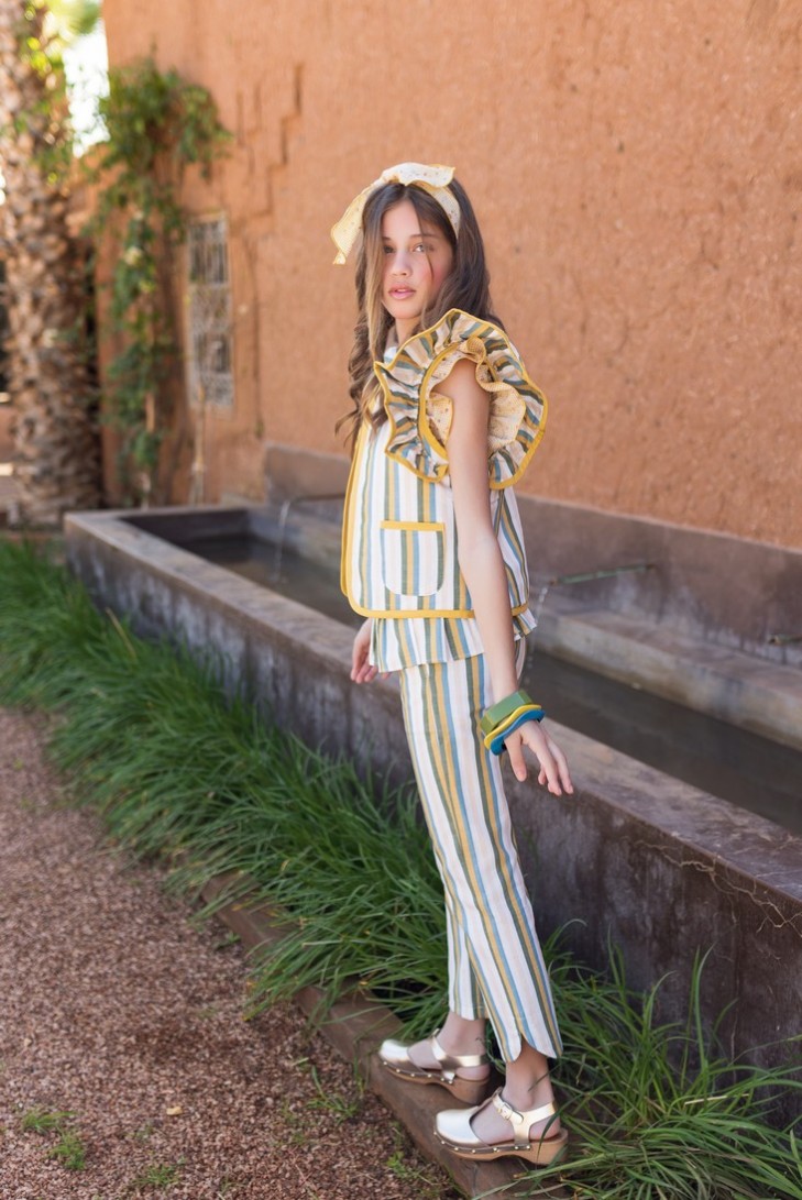 PANTALÓN NIÑA VOLANTES, COLECCIÓN JIRAFAS DE KID'S CHOCOLATE. VERANO 24.