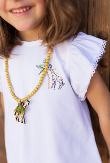 CAMISETA NIÑA ALGODÓN , COLECCIÓN JIRAFAS DE KID'S CHOCOLATE. VERANO 24. 2