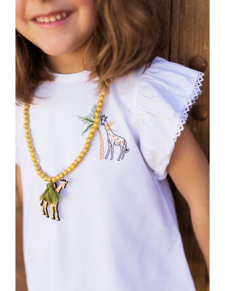 CAMISETA NIÑA ALGODÓN , COLECCIÓN JIRAFAS DE KID'S CHOCOLATE. VERANO 24.