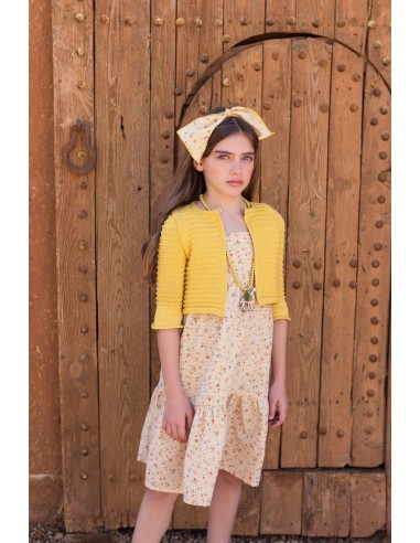 VESTIDO MIDI VICHY CON FLORECITAS, COLECCIÓN JIRAFAS DE KID'S CHOCOLATE. VERANO 24.