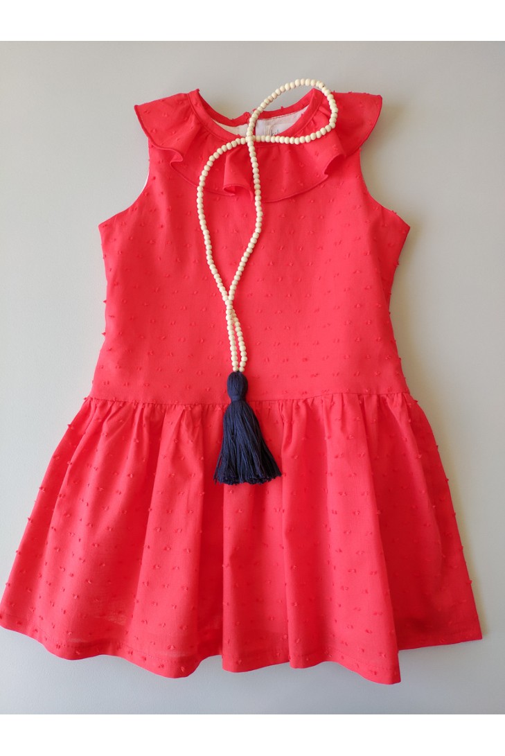 VESTIDO NIÑA TALLE BAJO PLUMETI ROJO NAVY
