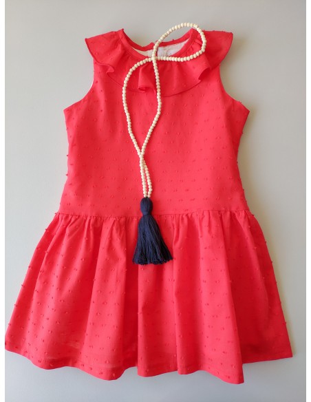 VESTIDO NIÑA TALLE BAJO PLUMETI ROJO NAVY