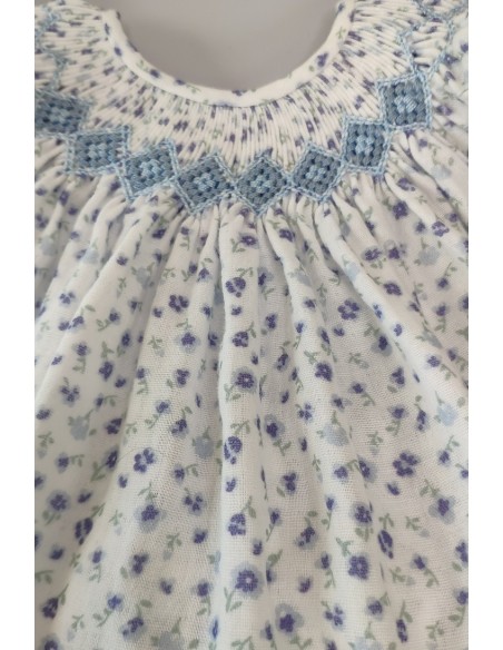 JESUSITO PUNTO SMOCK BÁMBULA "DAISY", FLORES AZUL. VERANO 24.