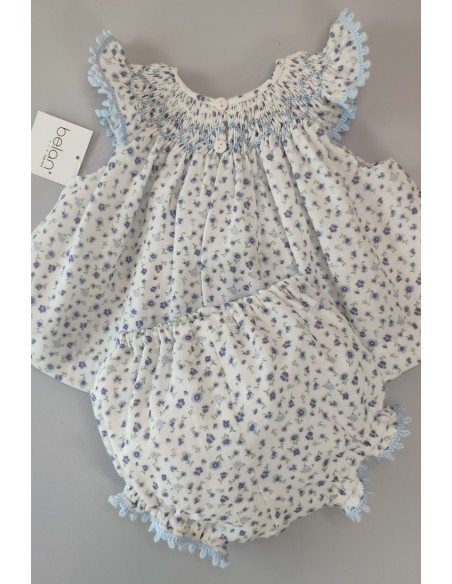 JESUSITO PUNTO SMOCK BÁMBULA "DAISY", FLORES AZUL. VERANO 24.