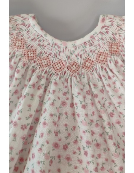 JESUSITO PUNTO SMOCK BÁMBULA "DAISY", FLORES ROSA. VERANO 24.