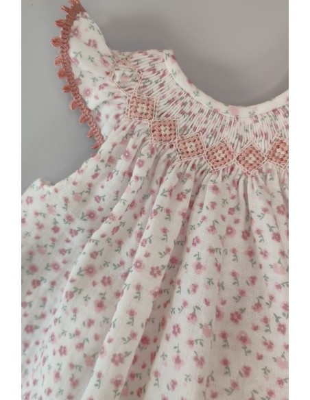 JESUSITO PUNTO SMOCK BÁMBULA "DAISY", FLORES ROSA. VERANO 24.